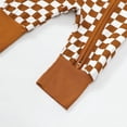 thumbnail image 7 of Kucnuzki Newborn Baby Boys Bodysuits 9-12 Months Baby Boys Winter Clothes Round Neck Long Sleeves Romper Checkboard Print One-piece Overalls Zipper Brown, 7 of 7
