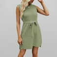 thumbnail image 4 of Womens Summer Dresses Sevevn Women Fashion Summer Solid Round Neck Belt Sleeveless Casual Dress Womens Spring Dresses, 4 of 4