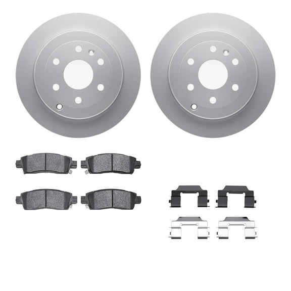Dynamic Friction Company Rear Geospec Brake Rotors with Heavy Duty Brake Pads includes Hardware 4212-48136