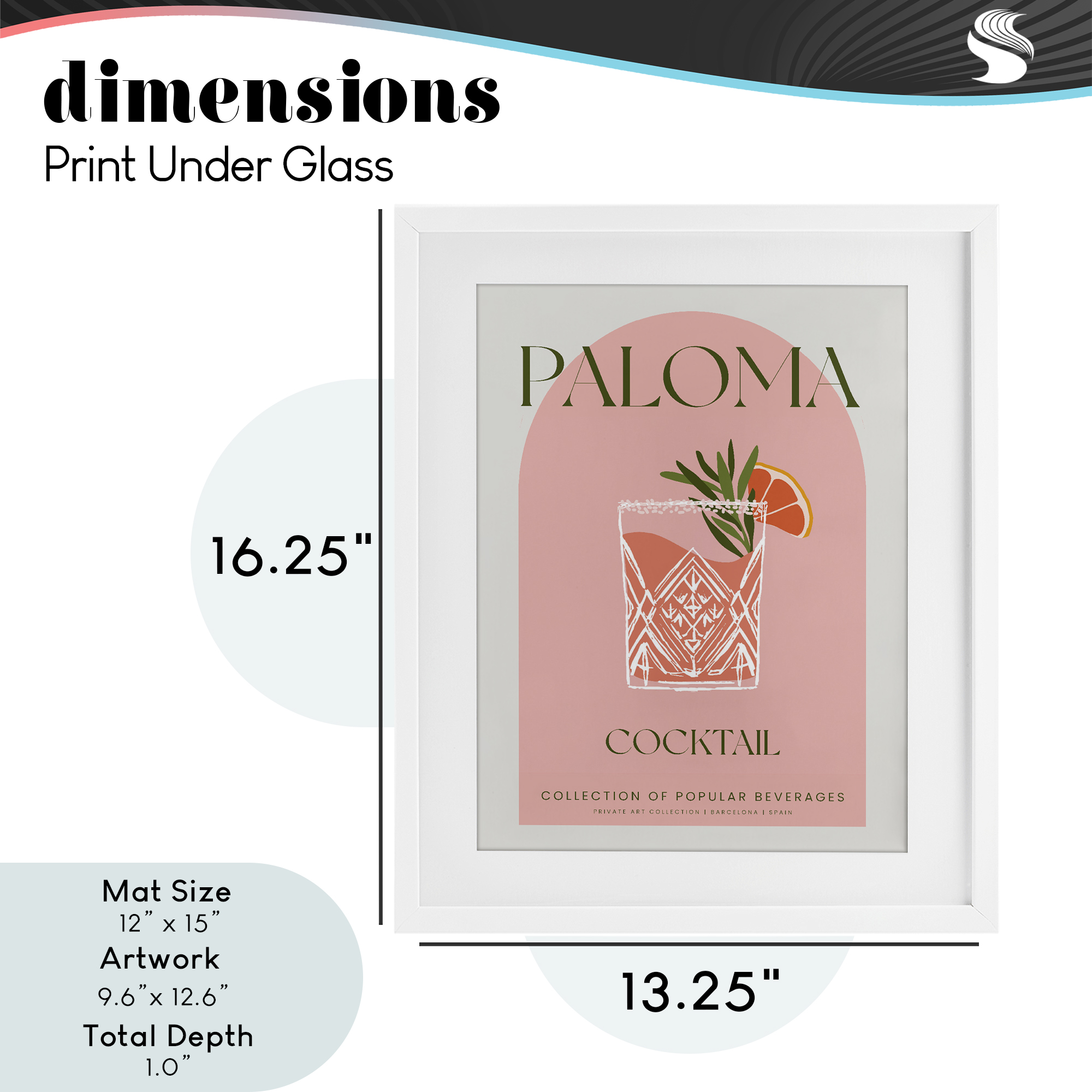 Stylish Retro Paloma White Framed Print Under Glass, design by Lil' Rue