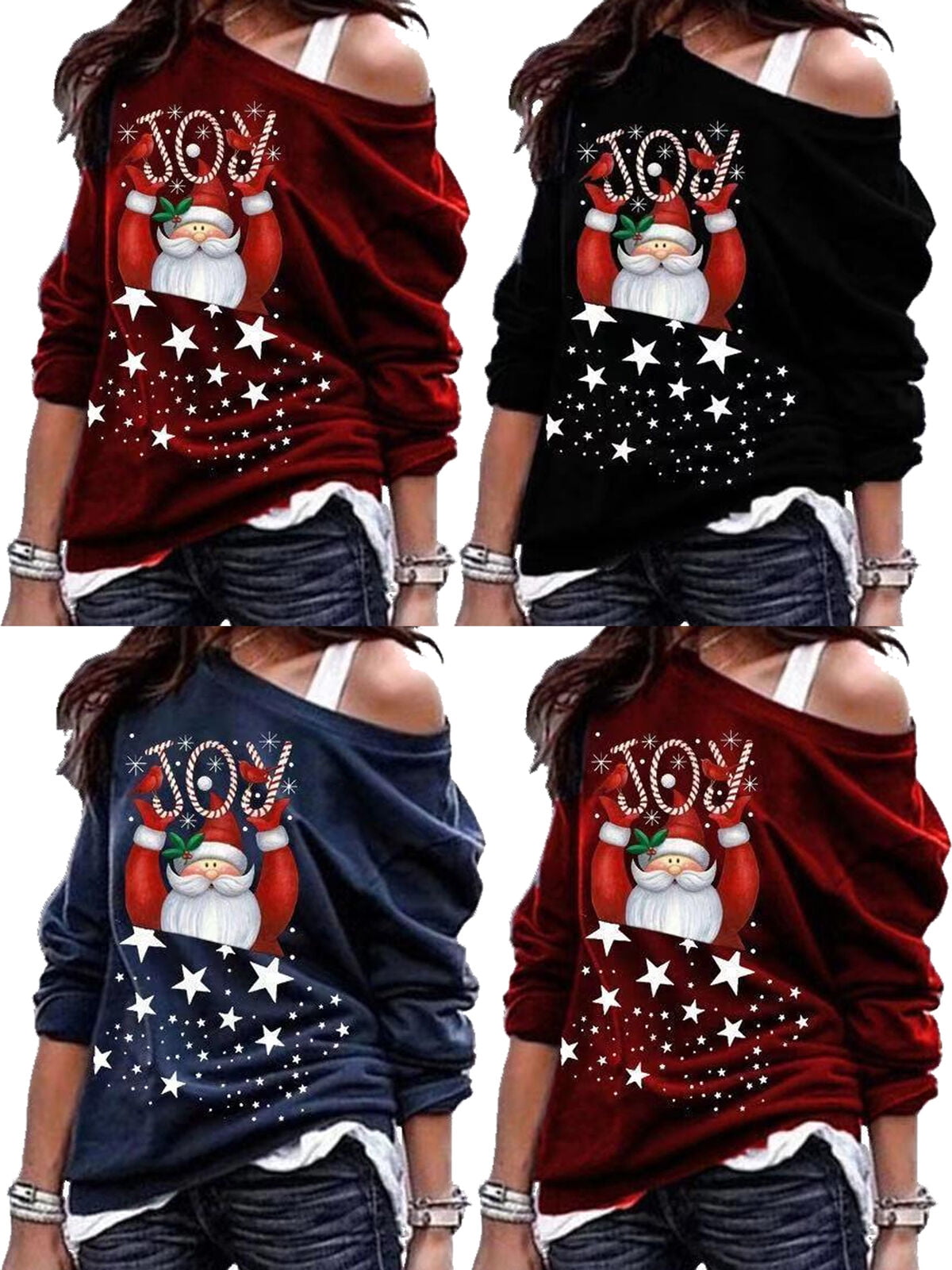 Merry Christmas Women Santa Tops Snow Ladies Party Tunic Blouse