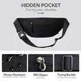 thumbnail image 6 of WATERFLY Unisex Fashion Slim Running Hiking Nylon Fanny Pack Waist Bag,Black, 6 of 6