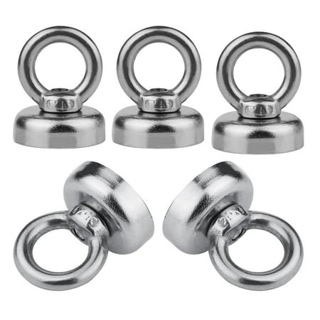 

5 Pack of Powerful Neodymium Magnets with Eyebolt - Holds 22 Pounds - NdFeB