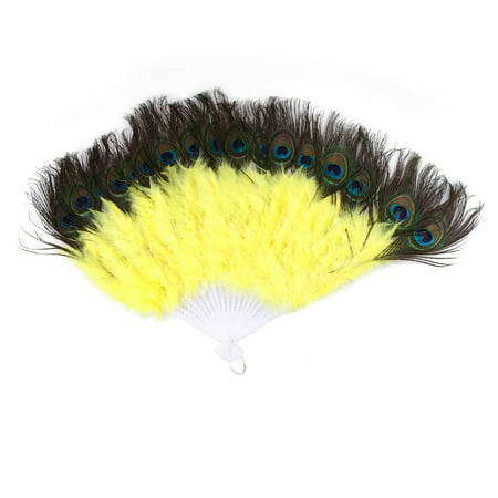 

Rosarivae 1PC Folding Handheld Feather Fan Party Supplies Performance Dance Props Cheongsam Accessories (Yellow)