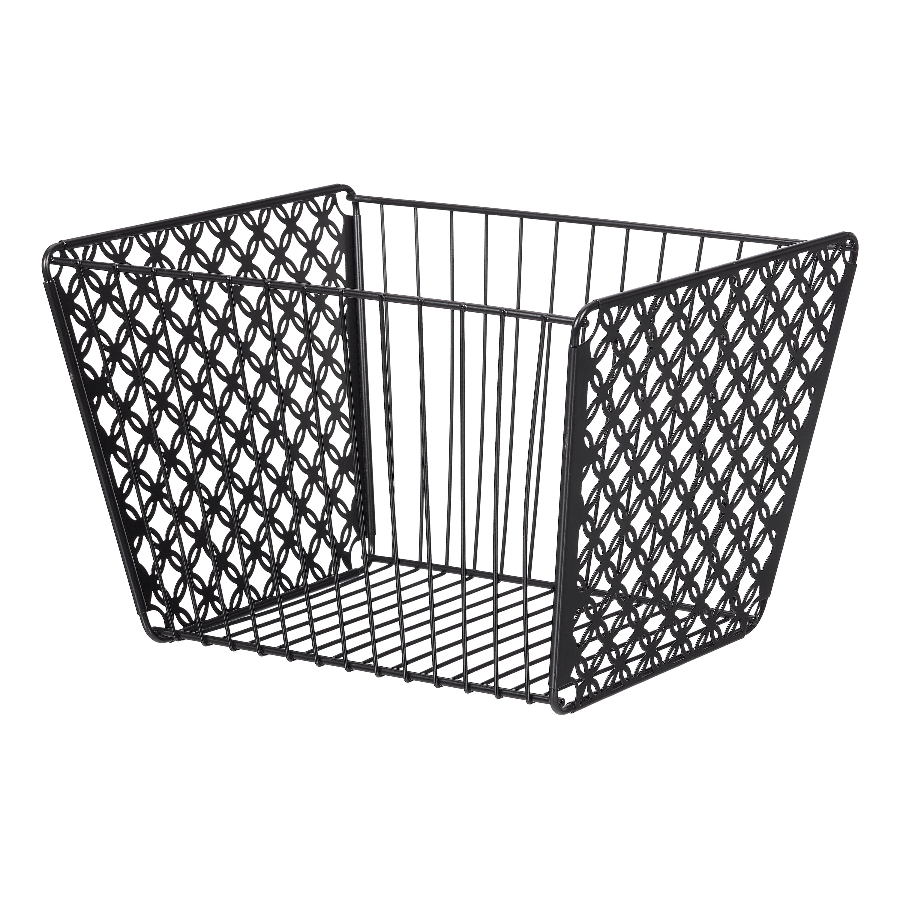 Mainstays Designer Metal Wire Cutout Storage Basket, Large, Pack of 2