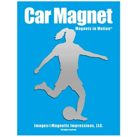 Soccer Player Female Car Magnet Chrome