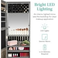 thumbnail image 3 of PRZL LED Mirror Jewelry Cabinet, Tall Lockable Wall or Door Mounted Jewelry Armoire Organizer with Mirror, 2 Drawers, Lock, Cosmetic Tray, Shelves - Gray Oak, 3 of 13