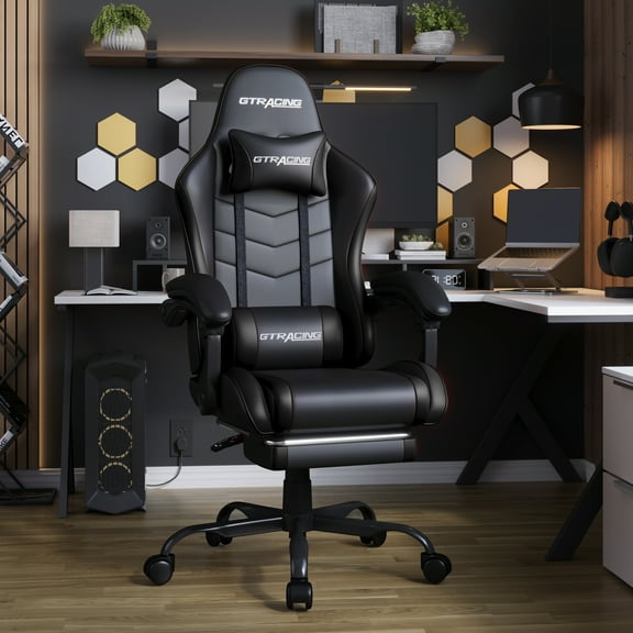 Chaise de jeu ergonomique GTRACING GTWD-200 avec coussins réglables et repose-pieds