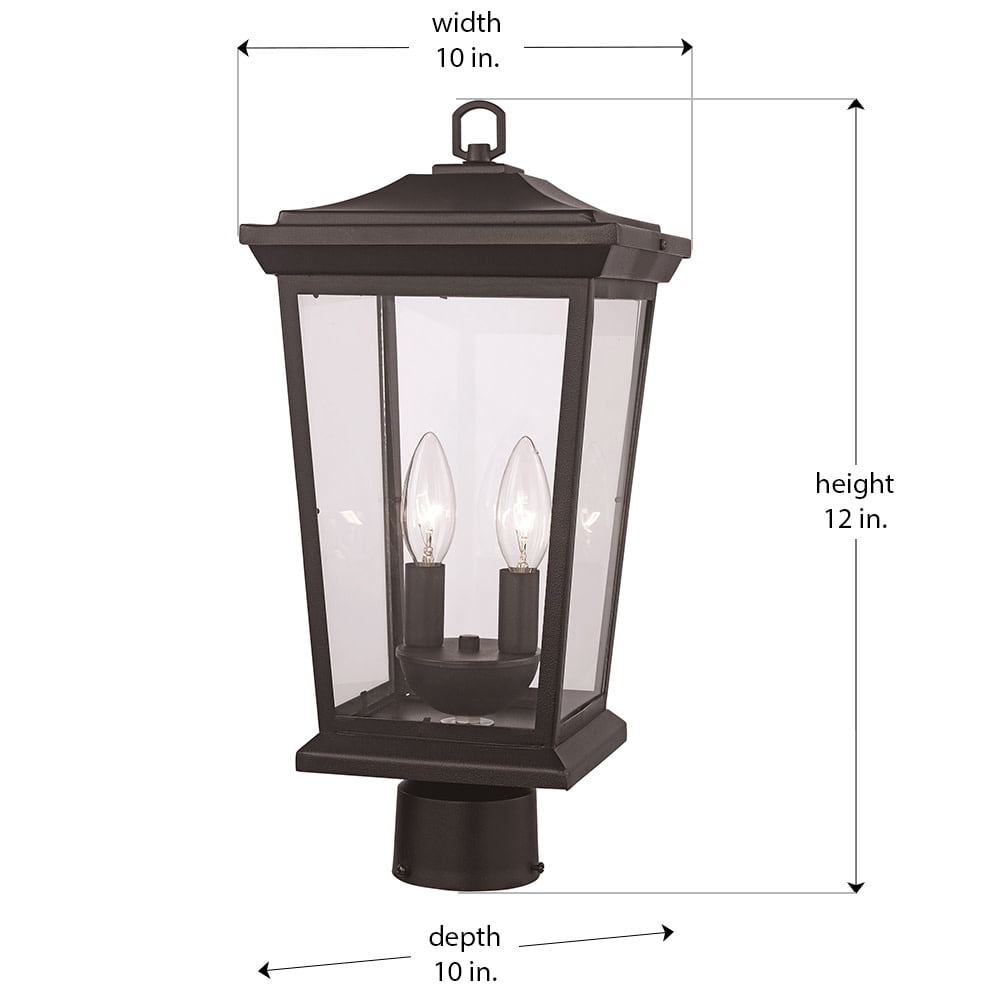 Trans Globe Lighting 50777 Turlock 2 Light 12" Tall Outdoor Pier Mount Post Light - Black