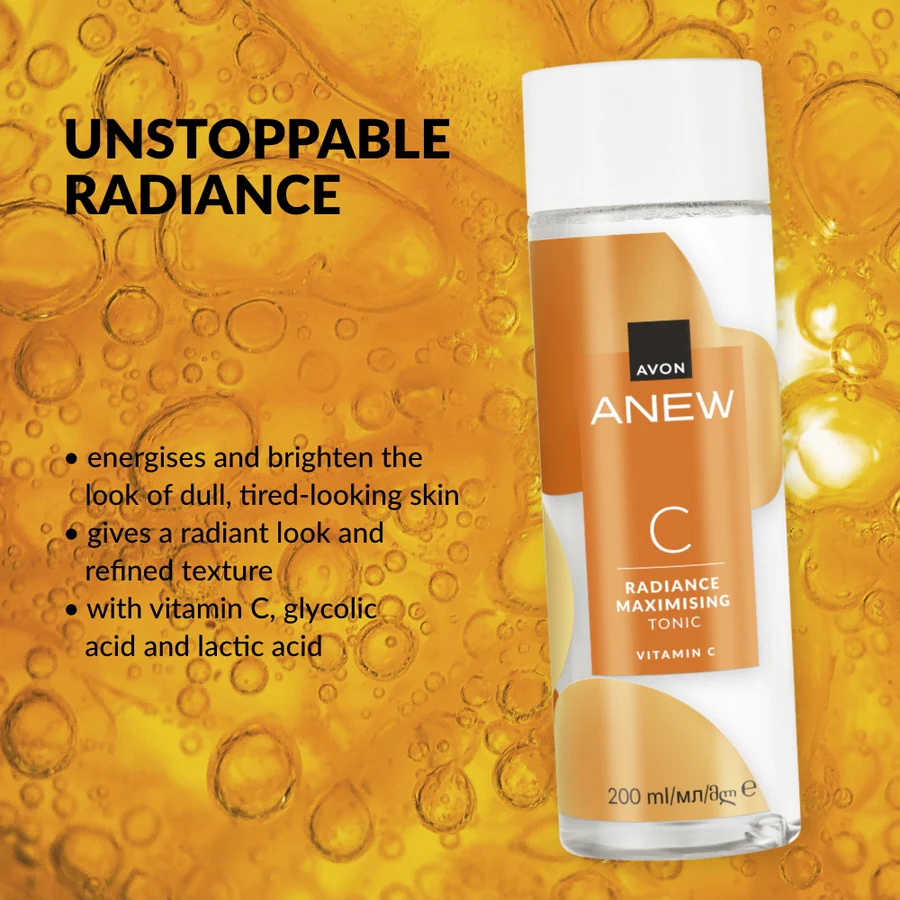 Avon Anew Radiance Maximising Vitamin C Tonic – Brightening & Exfoliating Facial Toner, 6.76 fl oz / 200 ml