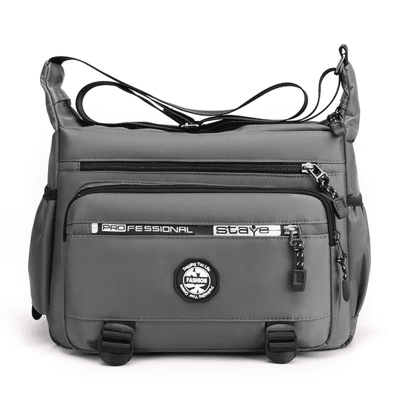 Mens Multi Pockets Cross Body Messenger Bag Travel Cabin Work Shoulder Satchel-Grey