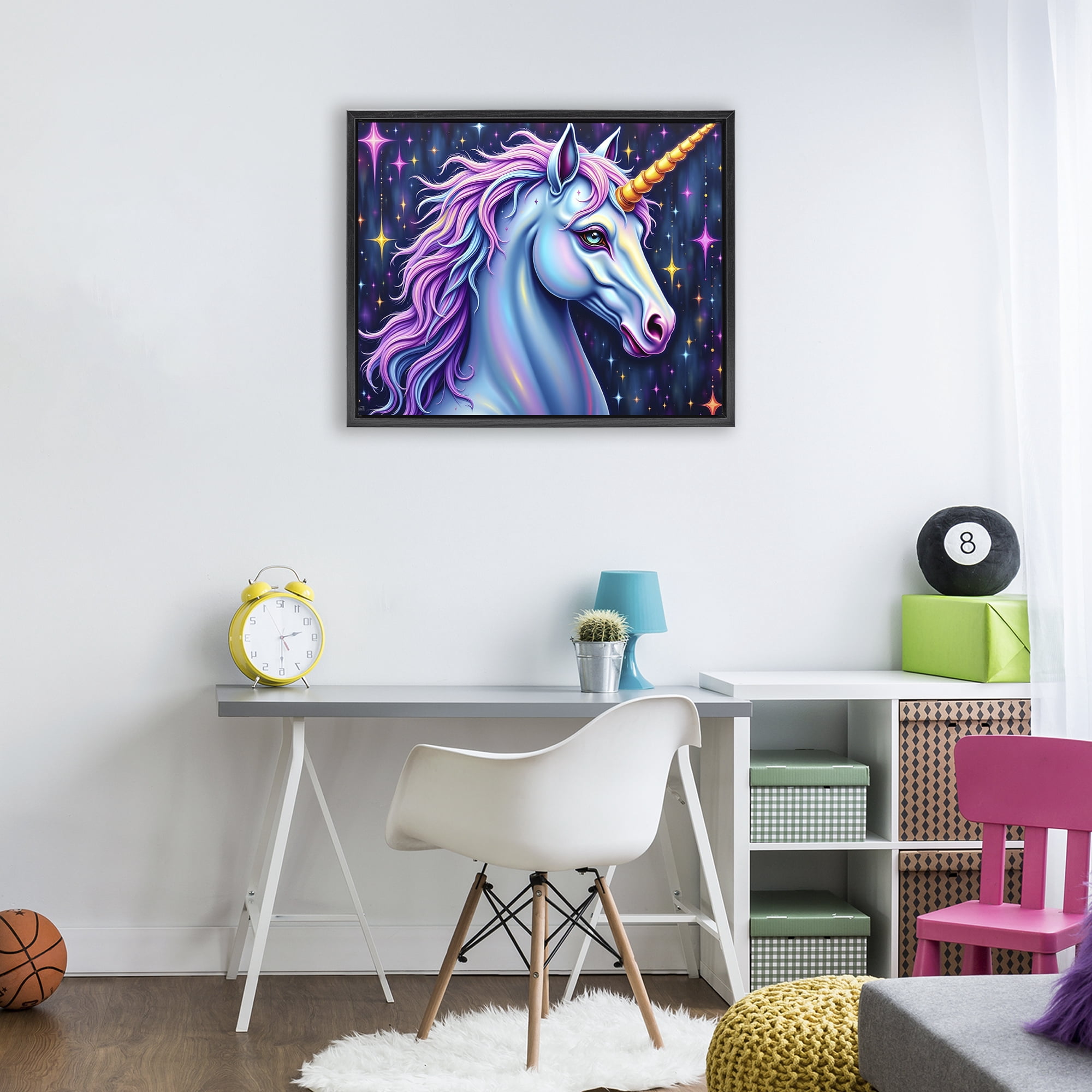 Stupell Industries Star Dancer Unicorn Black Framed Floater Canvas Wall Art, design by Tabz Jones