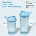 thumbnail image 6 of Protein Shaker Bottle with Mixing Net, 14 oz, 1 Pack with Powder Container and Funnel, Leak-Proof Lid, Wide Mouth, BPA Free, Heavy Duty PET Material, Blue, 6 of 10