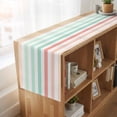 thumbnail image 6 of Coral Cyan Stripe 90 Inch Table Runner, Geometric Grey White Vertical Striped Farmhouse Dresser Scarf Cotton & Linen Tablerunner for Dining/Kitchen Island/Holiday Party Décor 13" x 90", 6 of 9