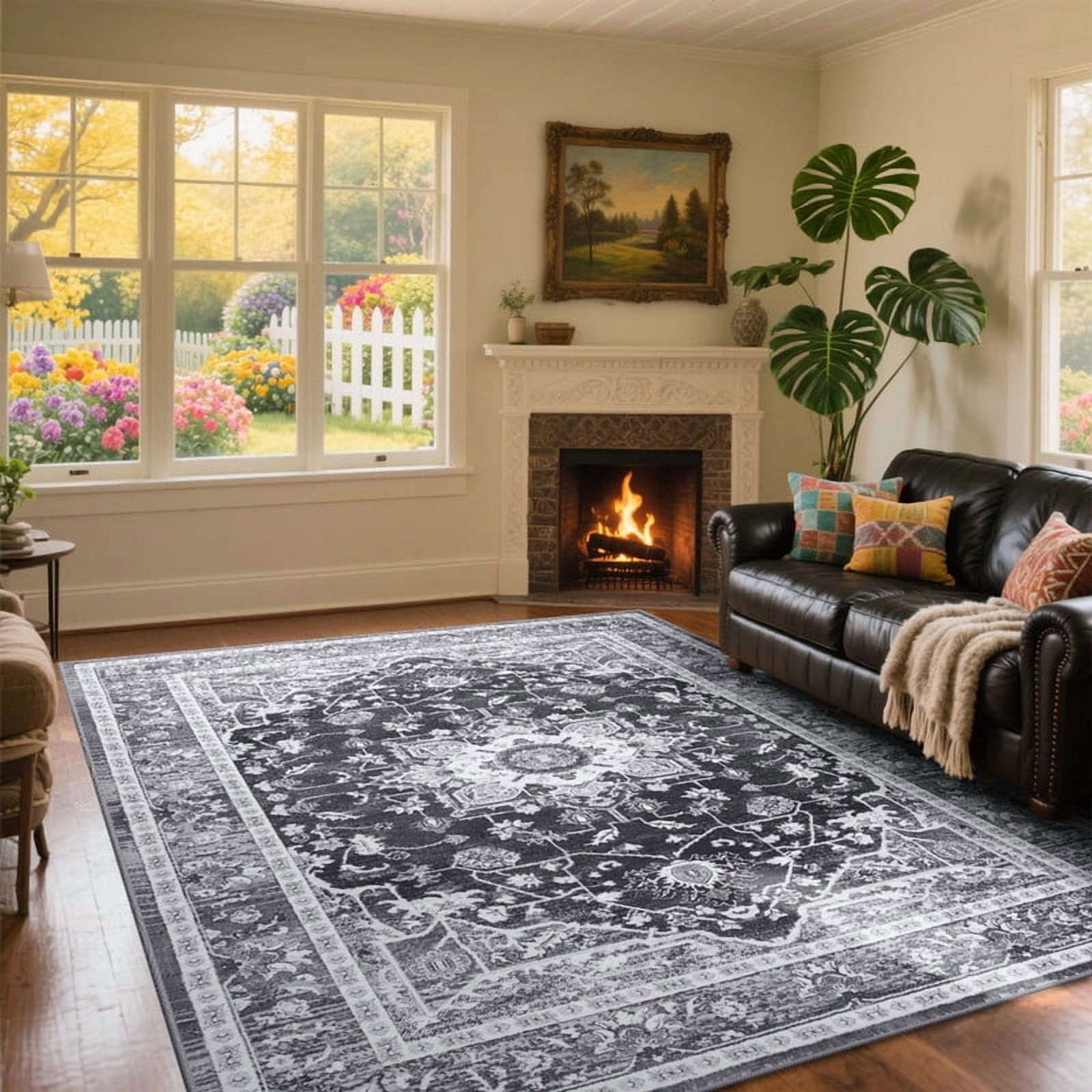 TWINNIS 8'x10'Area Rug Non-Slip Indoor Carpet Soft Rug for Living Room,Gray