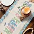 thumbnail image 3 of Happy Easter Table Runner - 60 Inch Long Spring Truck Bunny Butterfly Blue Plaid Cotton and Linen Blended Dress Scarves Farmhouse Table Runner for Kitchen Dining, Coffee Table, 13" x 60", 3 of 8