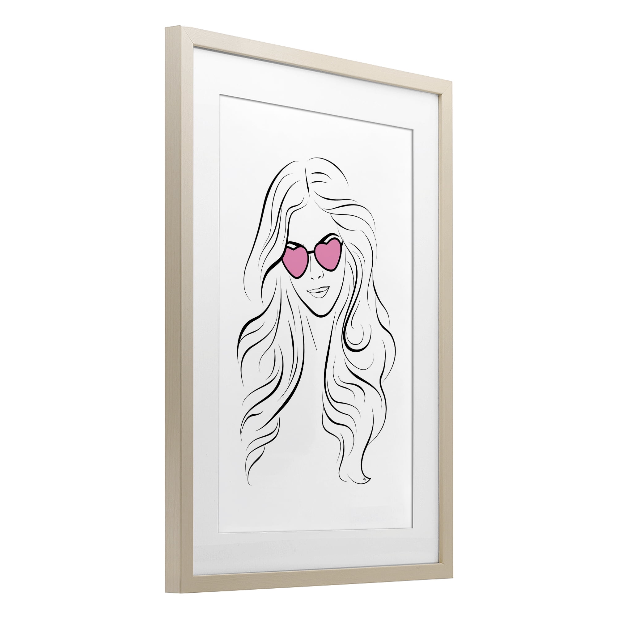 Stupell Industries Leila Pink Heart Sunglasses Birch Framed Print Under Glass, design by Martina Pavlova