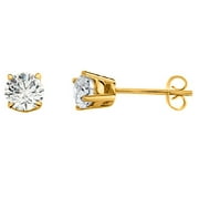 JEWELS GALLERY 0.05 Carat F-G/ VS Lab Grown Diamond Stud Earrings In 14K Solid Yellow Gold Women Jewelry