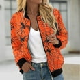 thumbnail image 2 of Kalauyu Women's Zip Up Bomber Jacket Breast Cancer Casual Printed Coat Stand Collar Lightweight Short Outwear Tops, 2 of 5