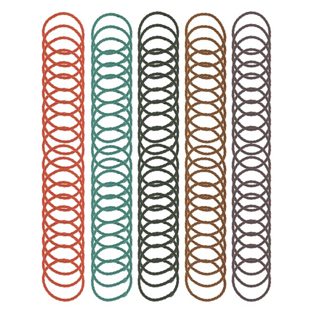 100 Pcs Cuerdas para el Cabello con Patrón Espiral para Mujeres y Niñas Verde, Rojo Ladrillo, Púrpura