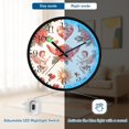 thumbnail image 5 of Voice Activated Clock with Glow Light 12 Inch Large Silent Wall Clock Battery Operated for Home Decor Watercolor Red Roses, 5 of 8