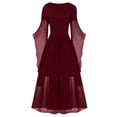 thumbnail image 4 of LINMOUA Women Casual Plus Size Cold Shoulder Dress Solid Color Lace Butterfly Sleeve Halloween Gothic Dress, 4 of 5