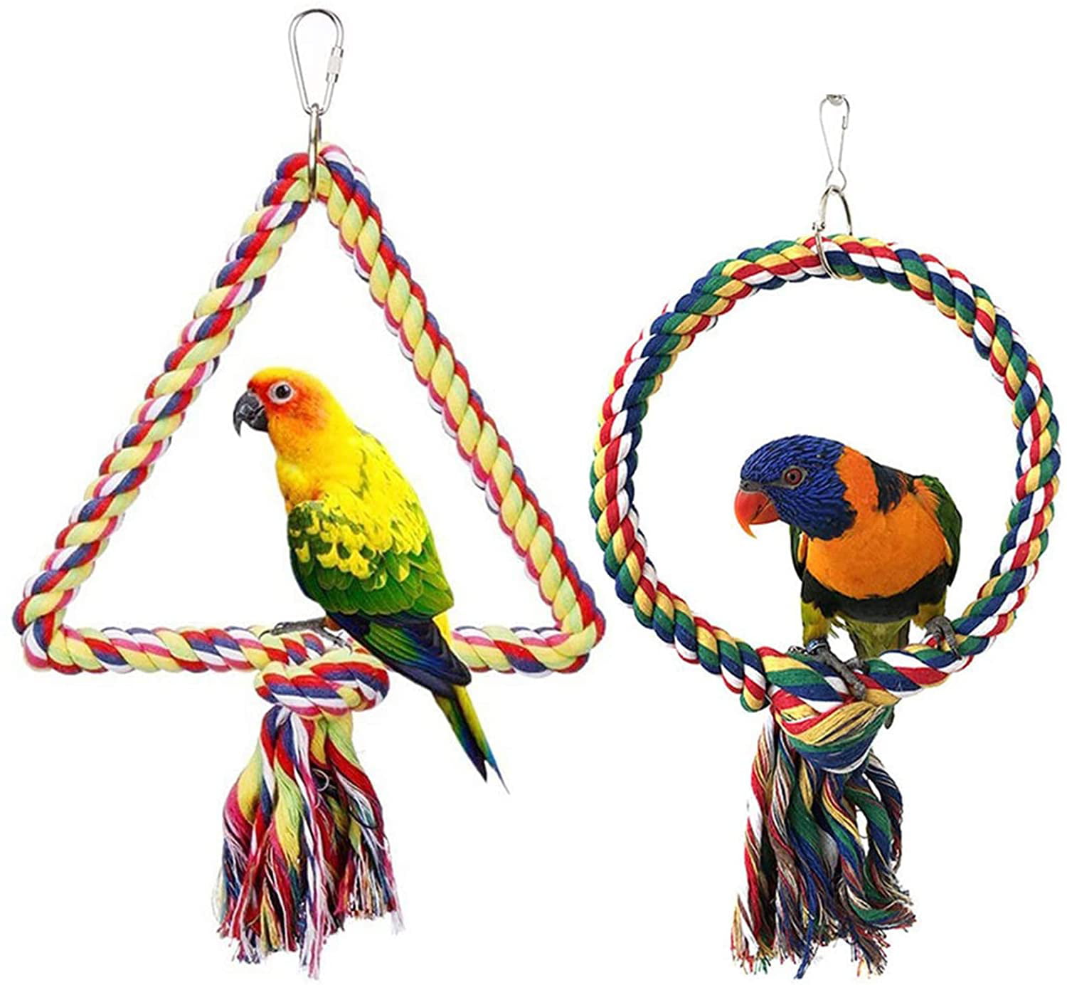 Bird Perch Parrot Play Toys Stand Holder Stainless Steel Cage Hanging Swing 