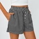thumbnail image 1 of MKLEKYY Pantalones Cortos de Mezclilla para Mujer, Pantalones Cortos de Verano A Rayas con Bolsillos, Informales, Holgados, con Cintura Elástica y Botones, 1 of 4
