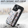 thumbnail image 2 of Allytech iPhone 15 Pro Wallet Case with Zipper Pocket & Cards Holder, Floral Pattern PU Leather Back Cover for Girls Women Shockproof Stand Magnetic Phone Case for Apple iPhone 15 Pro - Black, 2 of 9