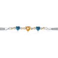 thumbnail image 2 of 925 Silver and 10K Yellow Gold Yellow Citrine and Persian Blue Moissanite and Lab Grown Diamond Bracelet for Women (2.68 Cttw, November Birthstone, Heart 7MM and 6MM, 6.5/7/7.5 inch, Made in Italy), 2 of 5