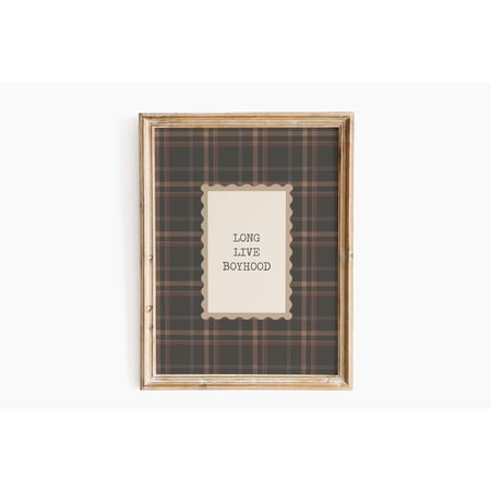 Long Live Boyhood Plaid Boys Room Wall Decoration, Unframed Paper Poster 8x10in