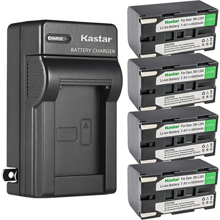 Kastar 4-Pack SB-L320 Battery and AC Wall Charger Replacement for Samsung VP-L610 VP-L610B VP-L610D VP-L630 VP-L650 VP-L700 VP-L700U VP-L710 VP-L750 VP-L750D VP-L770 VP-L800 VP-L800U