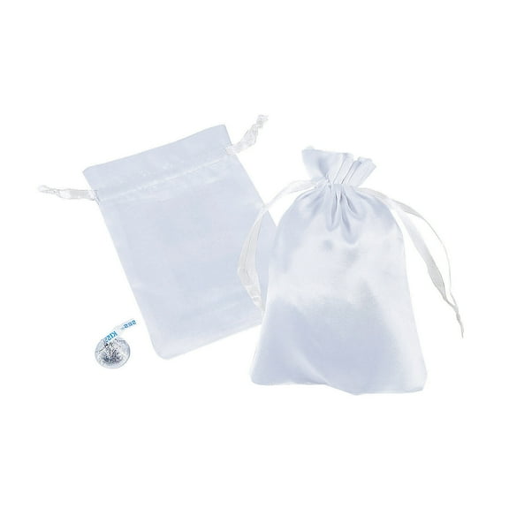 White Satin Favor Bagss 24Pc - Party Supplies - 24 Pieces