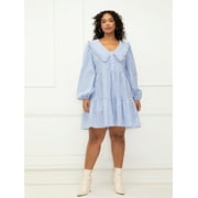 ELOQUII Elements Women's Plus Size Tiered Dress with Collar