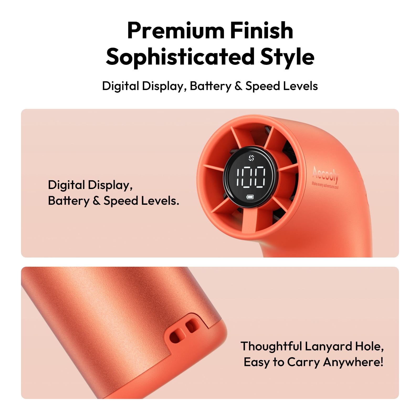 Aecooly Aero Ultra Handheld Fan, 19000 RPM Turbo, 7-Speed Aluminum, 15H Rechargeable Mini Fan for Travel and Office