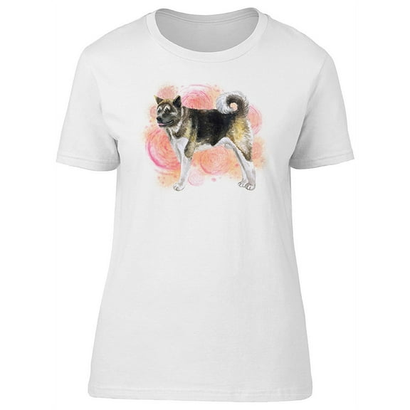 American Akita Dog On Pink Stain T-Shirt Women -Image by Shutterstock, Female Large