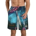 thumbnail image 2 of Uemuo Fantasy Mushrooms Pattern Men's Swim Trunks Hawaiian Beach Bathing Suit Swimsuits Beach Quick-Dry Shorts with Pockets-Small, 2 of 9