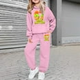 thumbnail image 2 of MEZZALL Kids Girls Long Sleeve Hooded Sweatshirt Tops And Pants Casual Outfit Soft 67 Printed Jogger Tracksuit Daily Comfort Children Fashion Clothes Sets, 2 of 4