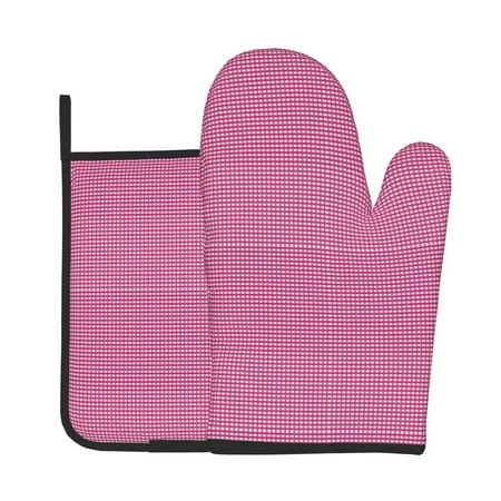 

KLL Gingham Pattern Oven Mitts and Pot Holders 2pcs Sets for Kitchen Oven Mitt Heat Resistant 536°F Oven Gloves for Kitchen Cooking and Baking