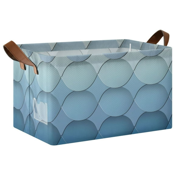 Ryvnso Blue Artistic Pattern Storage Bins Large Basket Foldable Cube Toys Organizer with Handles 1 PC