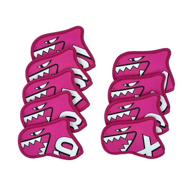 pitrice Ensemble de 9 Housses de Golf en Fer Résistant à l'Usure pour Clubs de Golf Vert Clair Rose Rouge 14x10cm