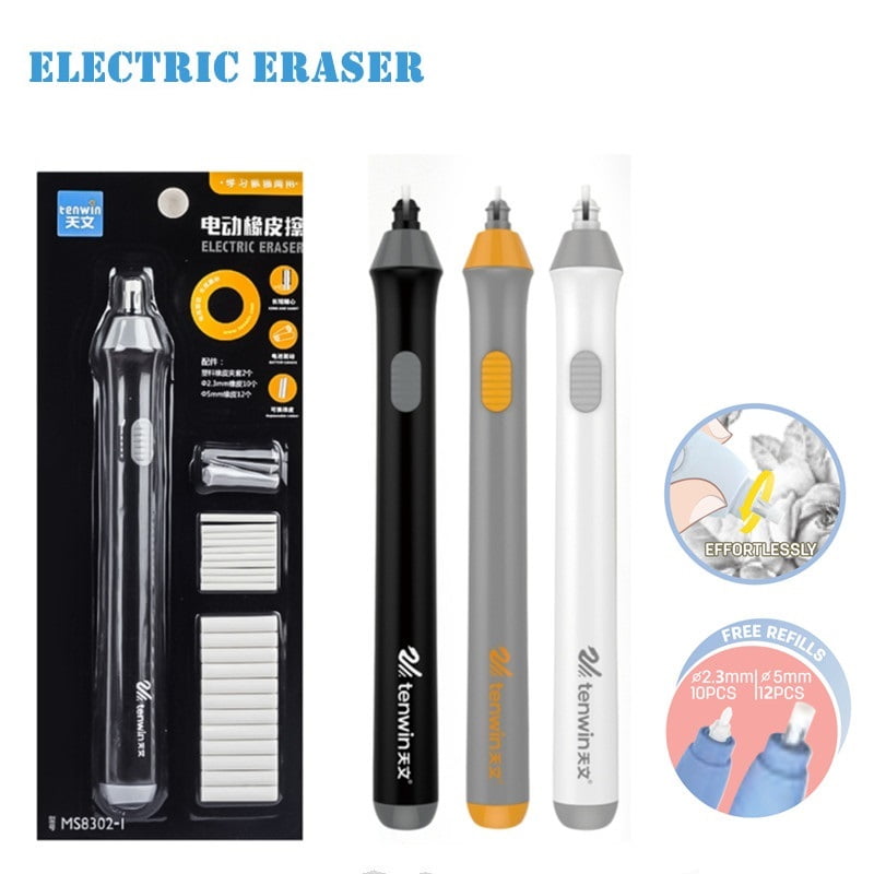 20 Eraser Refill Set Office Electric Erasers Handy Drawing Kit Battery Operated 