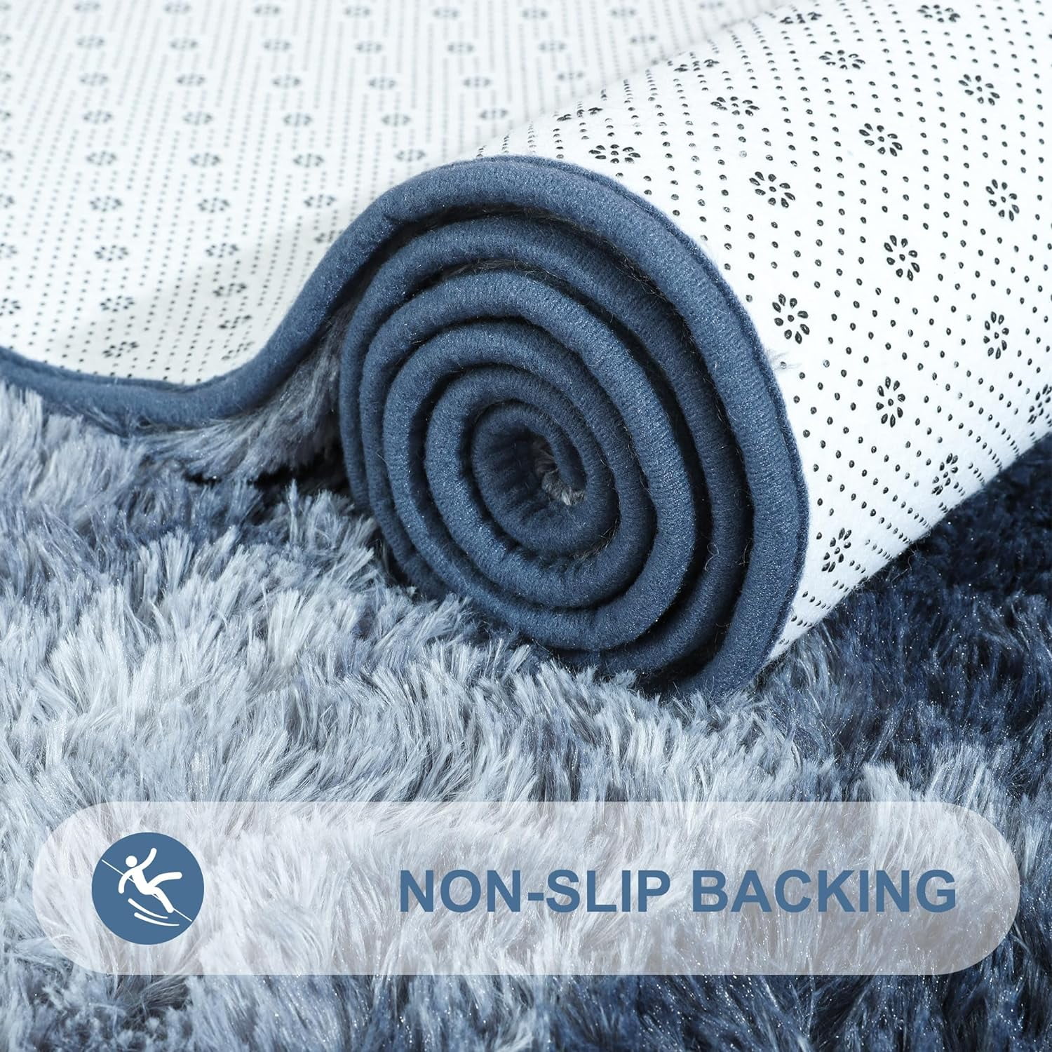 Noahas Fluffy Area Rug for Living Room Bedroom, 4 x 6 Tie-Dyed Blue Grey Rug Fuzzy Non-Slip Modern Carpet Ultra Soft Faux Fur Rugs for Dorm Kids Room Home Decor