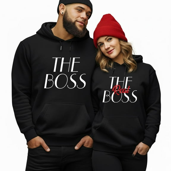 The Boss & The Real Boss Hoodie – Gift For Valentine's Day, Anniversary Wedding - Funny Matching Couple Hoodie