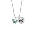 thumbnail image 2 of Delight Jewelry Silvertone Lime Green & Blue Butterfly Silvertone Script Initial Disc - W - Charm Necklace, 20"+3", 2 of 4