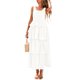 thumbnail image 1 of Vestido PRETTYGARDEN para mujer 2025, verano, sin mangas, midi, blanco, 1 of 9