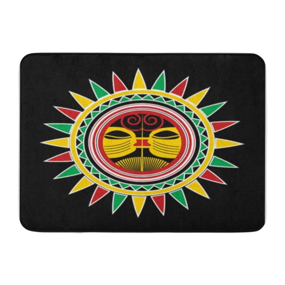 SIDONKU Red Aloha Reggae Sun Archaic Aztec Culture Exotic Face Doormat Floor Rug Bath Mat 30x18 inch