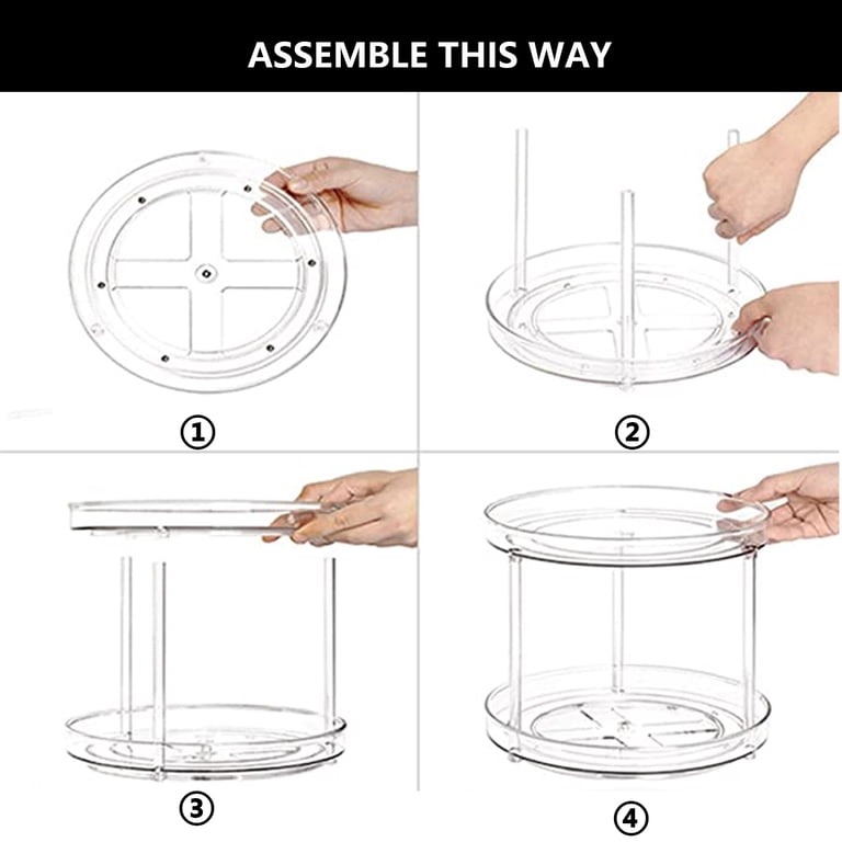 Double Layer Rotating Turntable Organizer - 360° Spinning Tray For Cabinet, Countertop, Or Vanity
