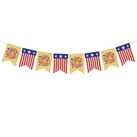 Independence Day Decorations Linen Banner Bunting 1 String Linen Flag Design Perfect for Party Decoration and Holiday Celebration C