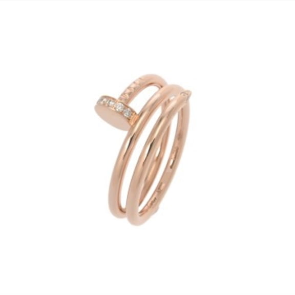 Pre-Owned CARTIER Juste un Clou Diamond Ring, Size #52, B4210852, Women's, 18K Pink Gold (PG),...